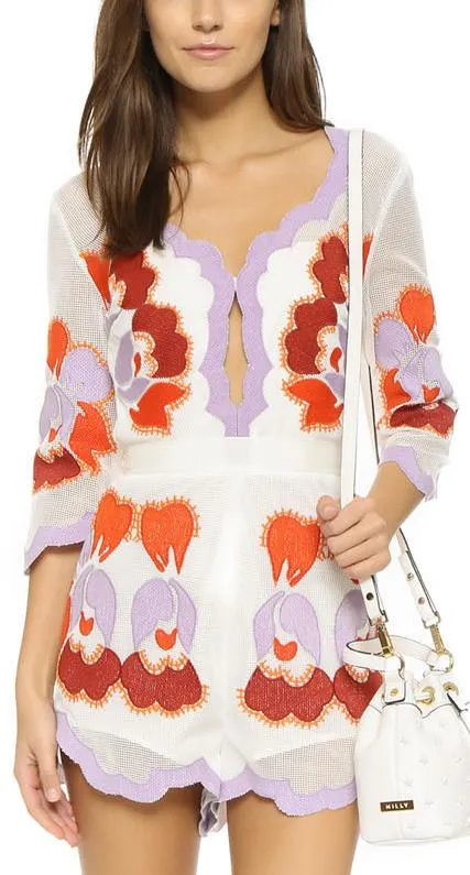 'Never Ever' Embroidered Romper