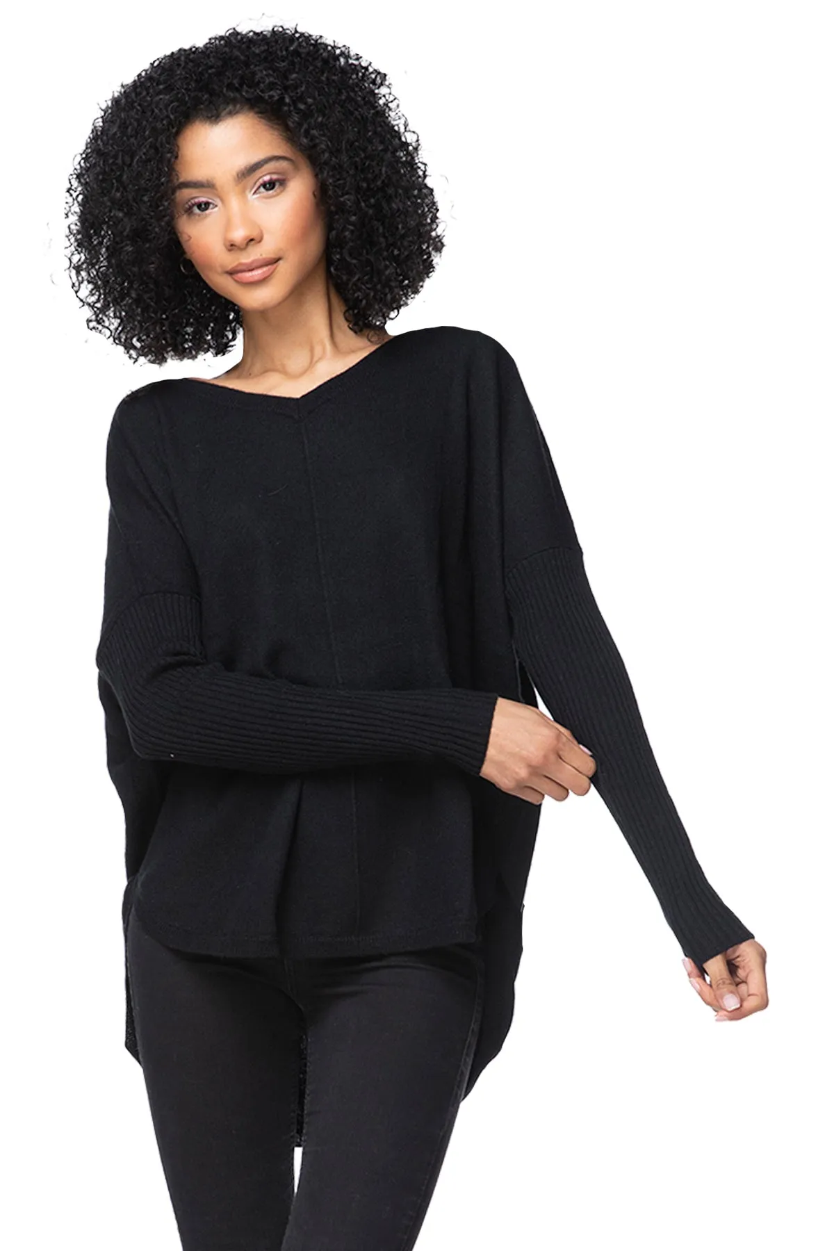 Quinn Washable Cashmere Hoodie Sweater in Black